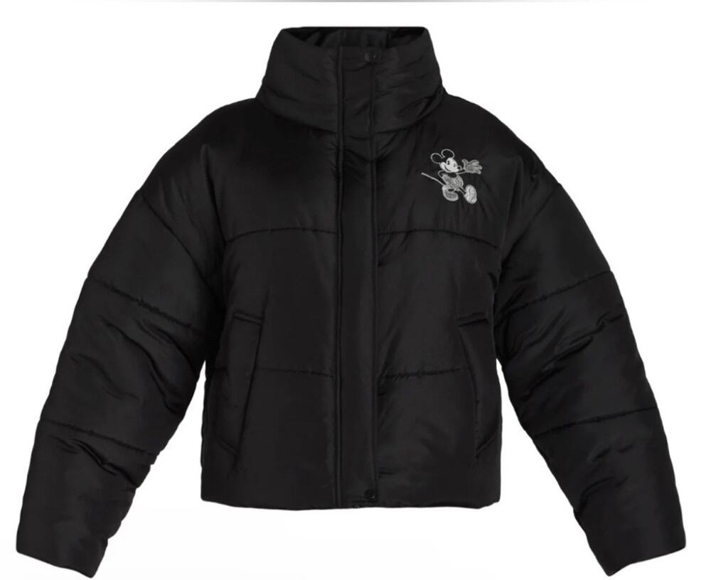 Disney Mickey Mouse Women’s Puffer Jacket Black & Red Size Medium